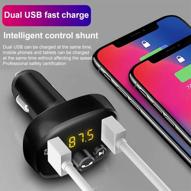 Car MP3 Player Multi-functional Smart Dual USB Bluetooth Hands-free Receiver Compatible