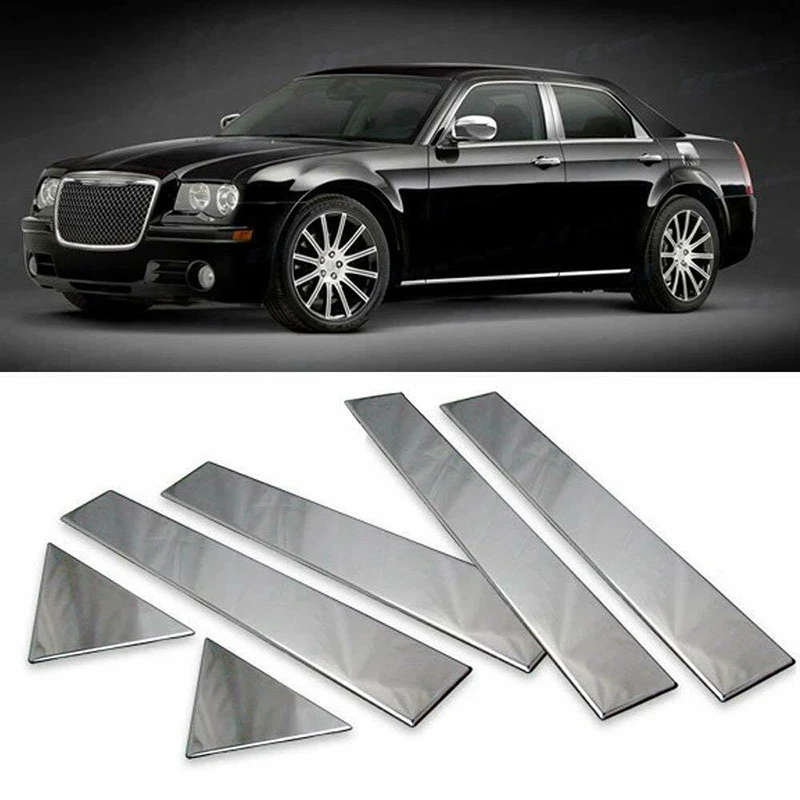 6PCS Chrome Window Pillar Post Trim for Chrysler 300 300C 2005-2010