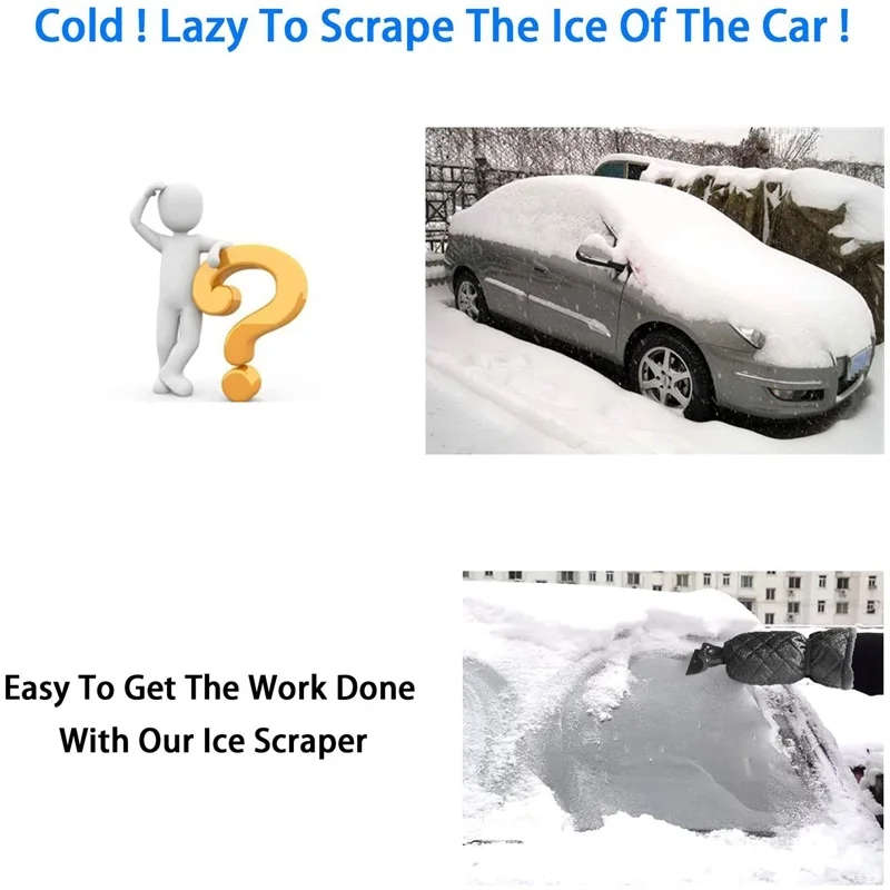 Ice Scraper Mitt Glove Windshield Snow Scraper Waterproof Snow Remover
