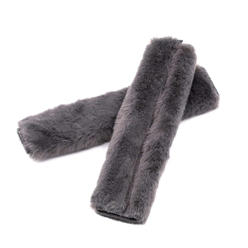 2 Pairs Fleece-like Car Safety Belt Cover Auto Interior Plush Safety Belt Cover