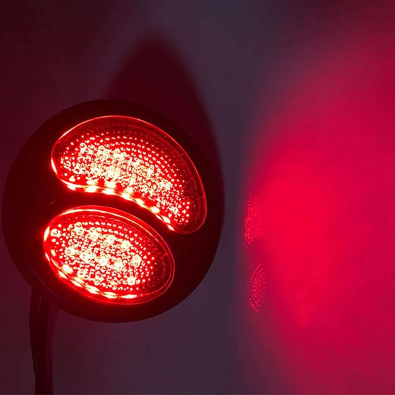 Dual Lamp Motorcycle Tail Light Retro Tail Light Conversion Round Brake Light for Cruise Cafe Racer