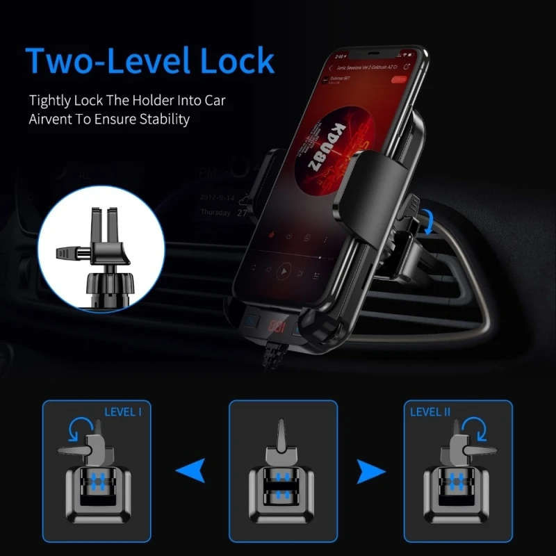 Car Charger Dual USB MP3 Player Bluetooth Receiver FM Transmitter Call Hands-Free Holder