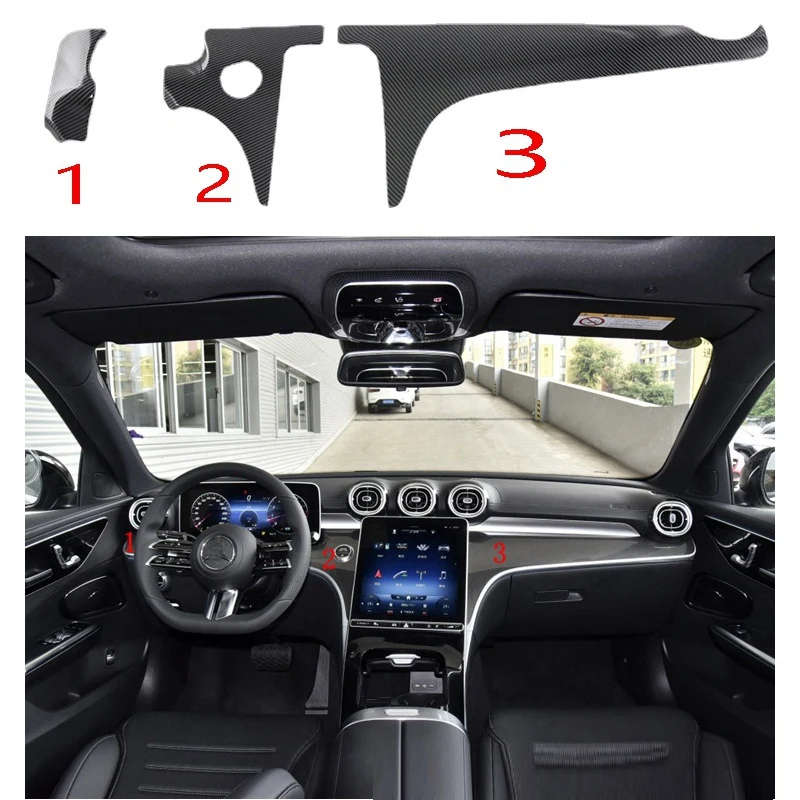 Carbon Fiber Center Control Panel Dashboard Strips Trim for Benz Mercedes W206 C Class C200 C260