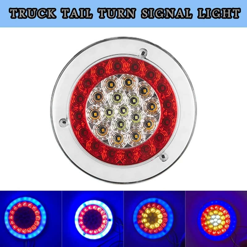 Round Red/Amber 56Led Brake Stop Turn Signal Tail Lights for Truck Trailer 24V