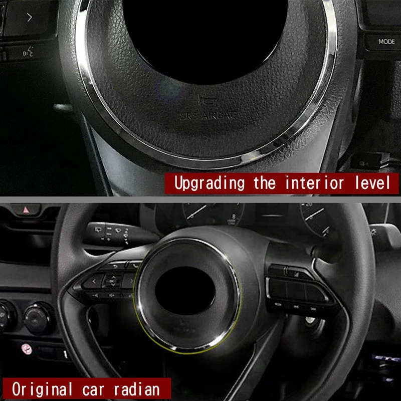 Car Chrome Steering Wheel Modified Decoration Ring for Toyota Yaris/Yaris Cross 2020 2021