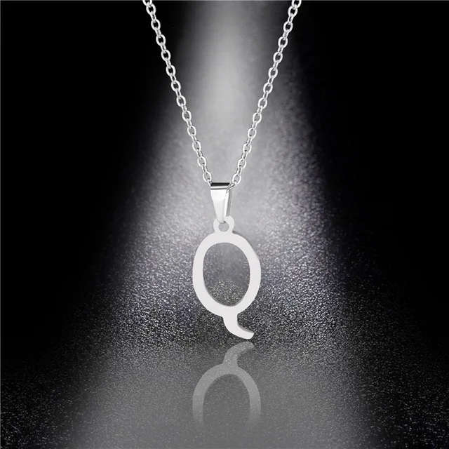 Genuine Letter ` Q ` Pendant Stainless Steel Necklace