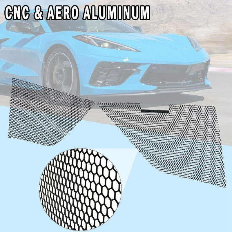 Car Outer Inner Mesh Grill Kit Insect Net Grille for CHEVROTLET CORVETTE C8 RADIATOR 2020-2021