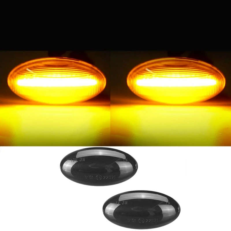 2Pcs Car LED Side Marker Light Turn Signal Light for Peugeot 307 206 207 407 107/Citroen C1 C2 C3