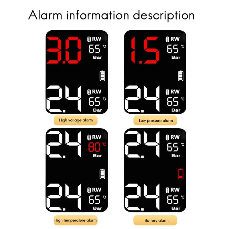 Wireless Motorcycle TPMS Tire Pressure Monitoring System Solar External Sensor LCD Display