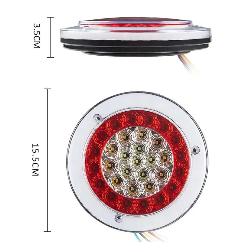 Round Red/Amber 56Led Brake Stop Turn Signal Tail Lights for Truck Trailer 24V