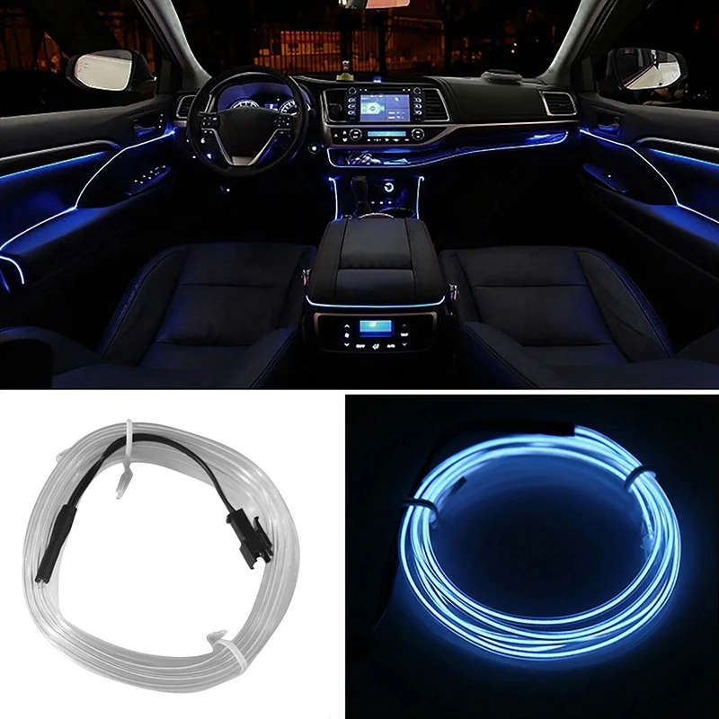 5M 16.4 FT Car LED Strips Auto Decoration Atmosphere Lamp 12V Flexible Neon EL Wire Rope