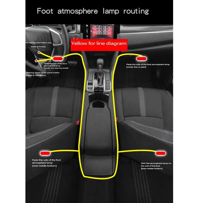 Car Atmosphere Light LED Ambient Foot Lights for Honda Civic Accord 10Th CRV RW 5Th 16-22