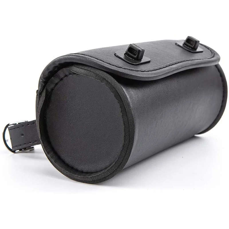Motorcycle Fork Bag PU Leather Handlebar Tool Pouch Sissy Bar Roll Storage Bag Saddle Bag