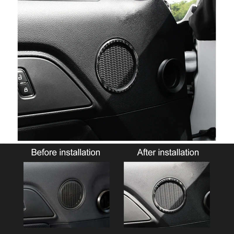 2 PCS Car Door Horn Trim Ring Decorative Sticker for Ford Mustang Auto Interior Accessories