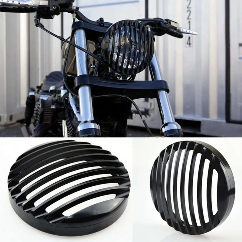 For Sportster XL 883 Iron 1200 04-14 Custom XL1200C 1200 5 3/4inch CNC LED Headlight Grill Cover
