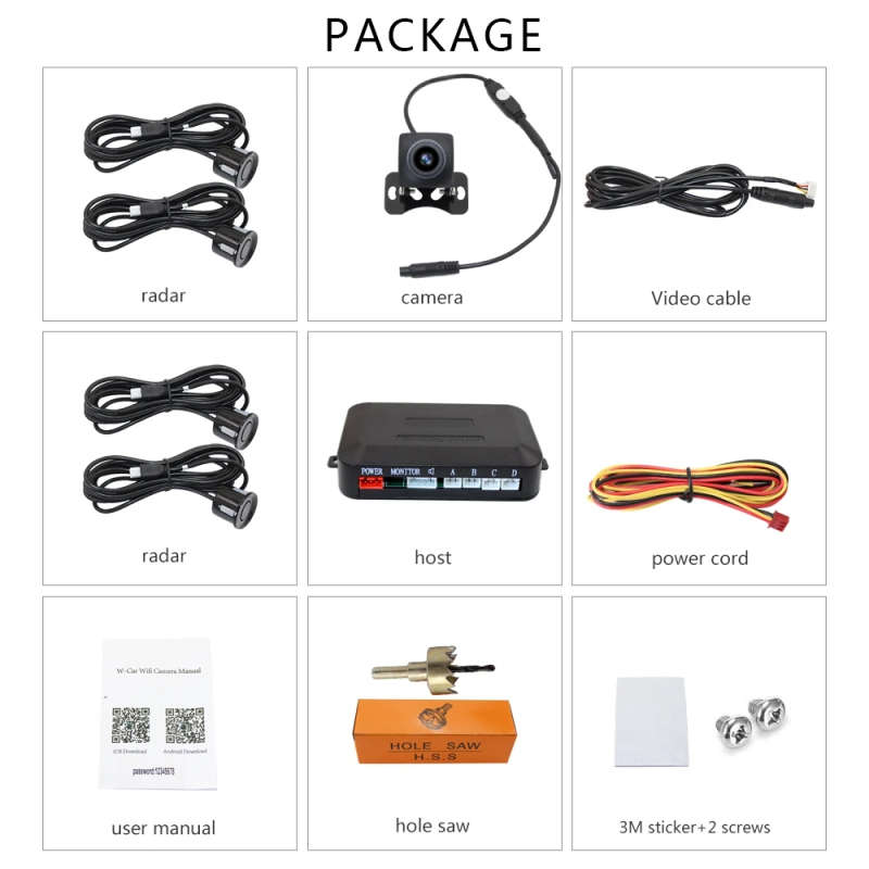 Car WiFi Parking Sensors Reversing Radar Camera, Sensor Diameter: 22mm/16.5mm