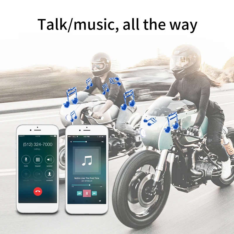 2.4GHz Wireless Motorcycle Motorbike Helmet Riding Intercom Bluetooth 5.0 Headset Hands Free Call