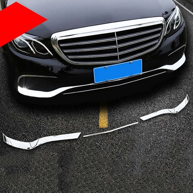 for Mercedes Benz E Class Chrome ABS Front Bumper Plate Spoiler Spoilers Decorative Cover Trim