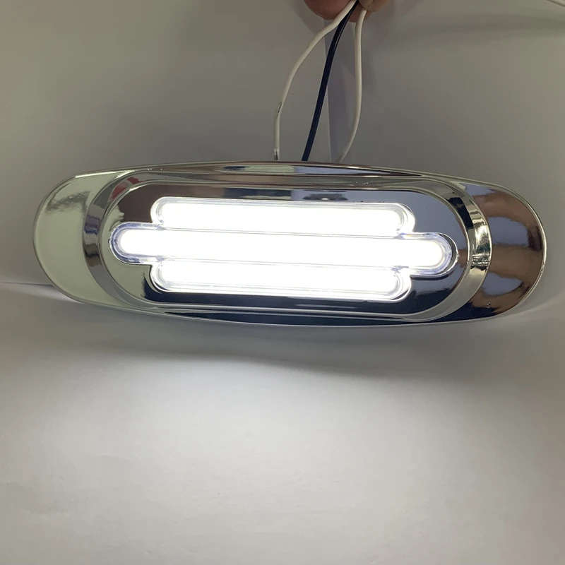 4 Pcs Side LED Marker with Chrome Bezel Universal LED Clearance Markers for Truck Trailer Boat