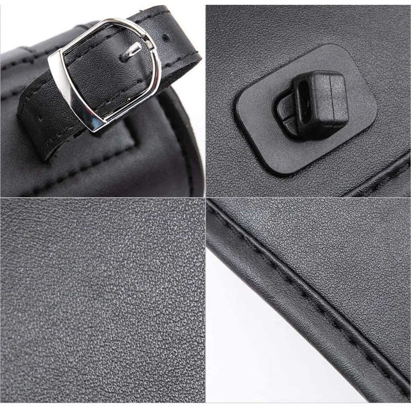 Motorcycle Fork Bag PU Leather Handlebar Tool Pouch Sissy Bar Roll Storage Bag Saddle Bag