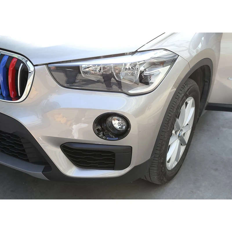 2Pcs Glossy Black Car Front Fog Light Lamp Cover Trim for-BMW X1 F48 2016-2019
