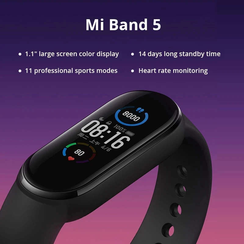Original Xiaomi Mi Band 5 Smart Bracelet AMOLED Screen Miband 5 Smartband Fitness Traker B