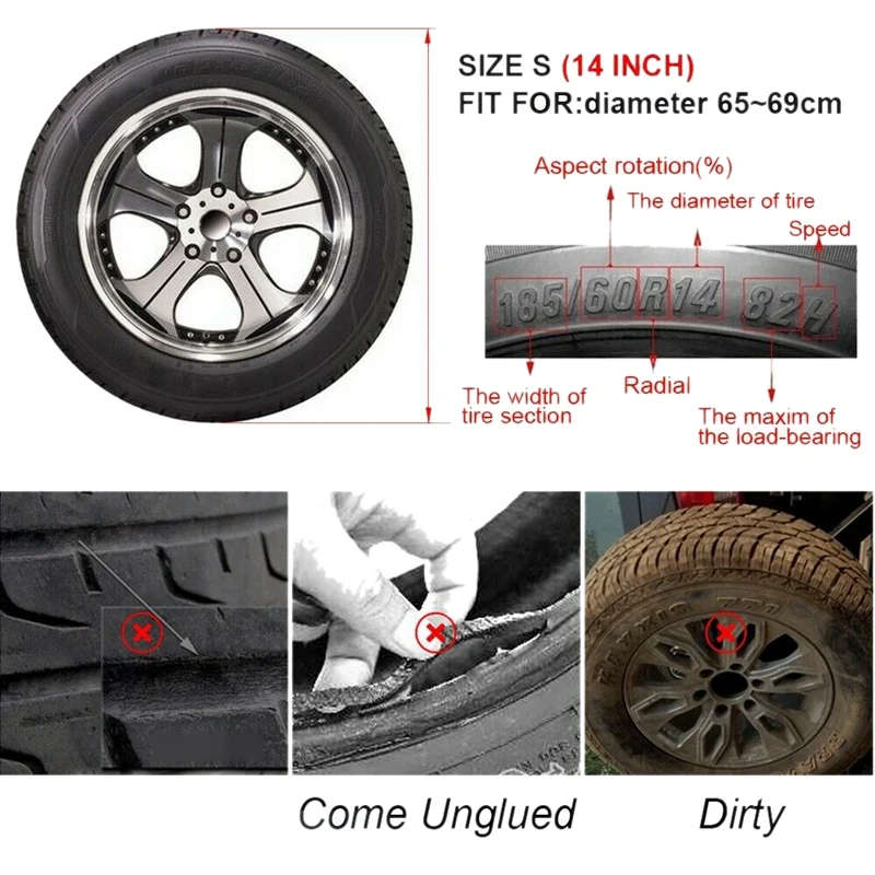 14 Inch Spare Wheel Tire Tyre Cover Case Soft Bag Protector for Honda CRV CR-V