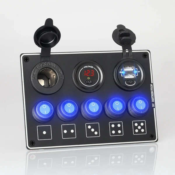 5-Position Switch Dual USB With Voltage Power Base for Car Yacht RV Switch Panel Combination