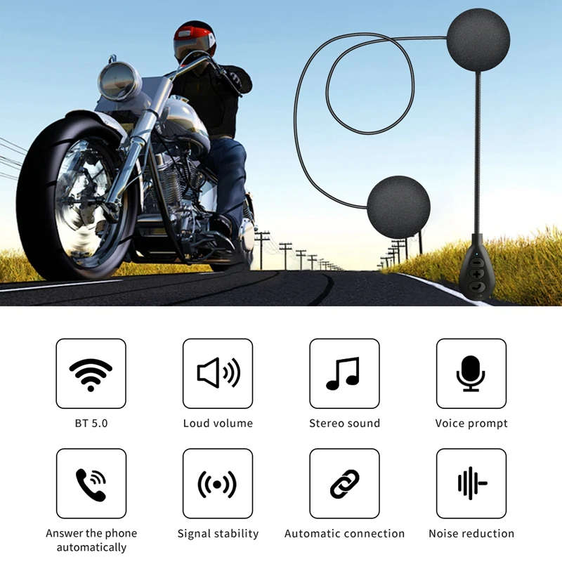 2.4GHz Wireless Motorcycle Motorbike Helmet Riding Intercom Bluetooth 5.0 Headset Hands Free Call