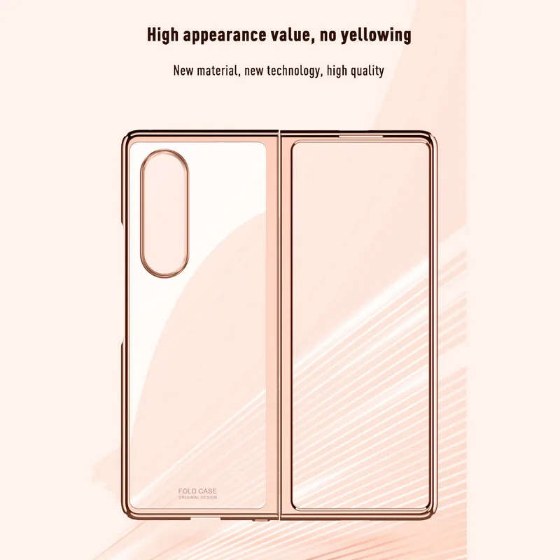 Luxury Glossy Plating Clear Case For Samsung Z Fold3 Fold2 Hard Full Protector Shockproof
