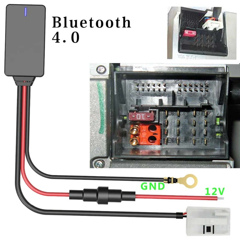12Pin 12V Bluetooth Adapter Aux Cable for Benz W169 W245 W203 W209 W164 W221 Handsfree Bluetooth 4.0