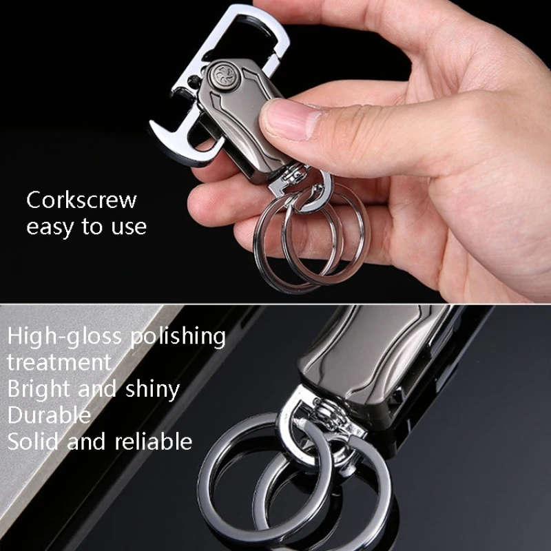 2 PCS Car Keychain Men Ladies Waist Hanging Personal Key Ring Bottle Opener