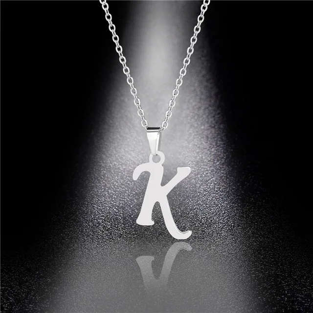 Genuine Letter ` K ` Pendant Stainless Steel Necklace