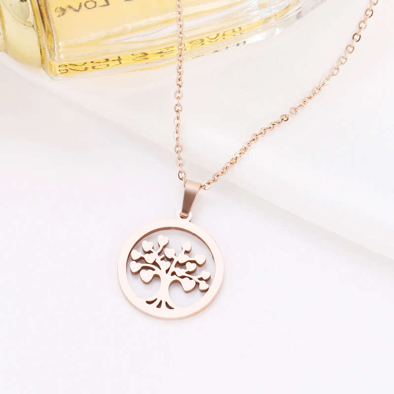 Retail Price R 850 / Genuine Stainless Steel Heart Tree Necklace Rose Gold Color