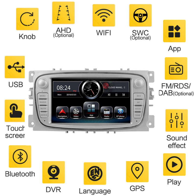 For Ford/Focus/S-Max/Mondeo 9/GalaxyC-Max Car Radio Navigation GPS Android 8.1 NO DVD 2din WIFI