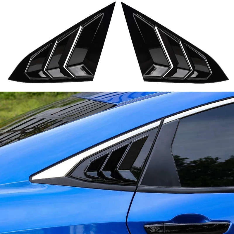 Racing Style Car Rear Side Window Louvers Cover Blinds Scoop Air Vent Cover Trim for Honda Civic