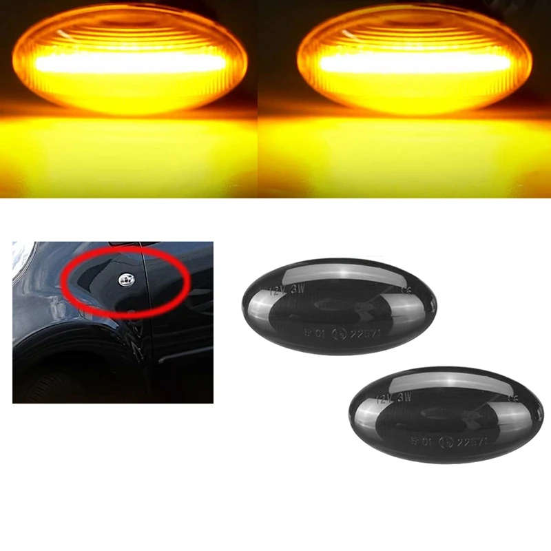 2Pcs Car LED Side Marker Light Turn Signal Light for Peugeot 307 206 207 407 107/Citroen C1 C2 C3