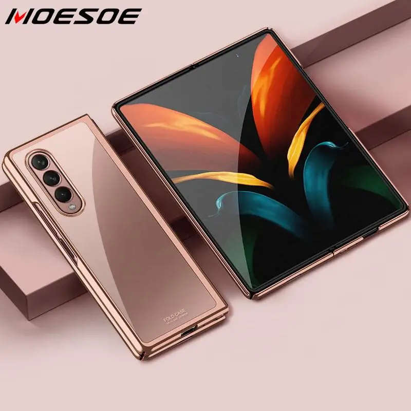 Luxury Glossy Plating Clear Case For Samsung Z Fold3 Fold2 Hard Full Protector Shockproof