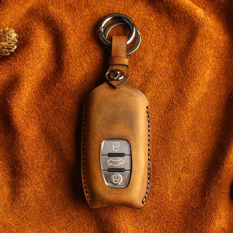 genuine leather Car Key Case Cover For Audi A1 A2 A3 A4 A5 A6 A7 TT Q3 Q5 Q7 R8 S6 S7 S8 B5 B6
