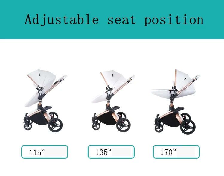 PU Leather 3 in 1 Baby Stroller High Landscape Portable Luxury Carriage Aulon Pram on 2020