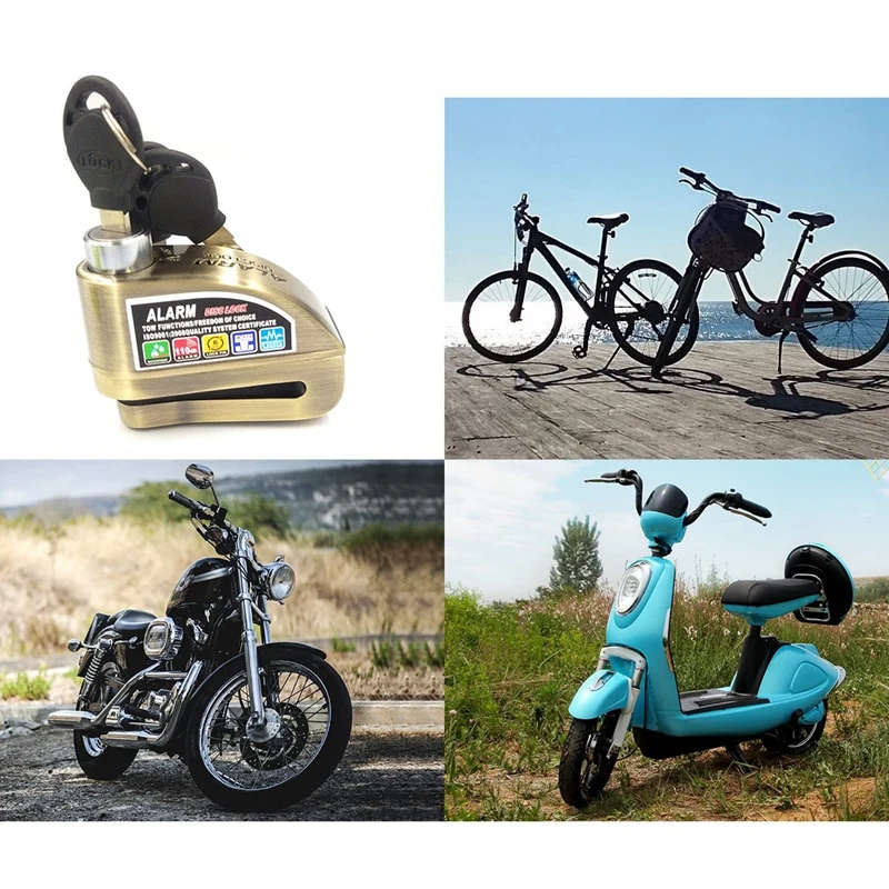 Alarm Lock Waterproof Motorcycle Alarm Lock Bike Lock Security Anti-Theft Lock Moto Disc Brake Ock