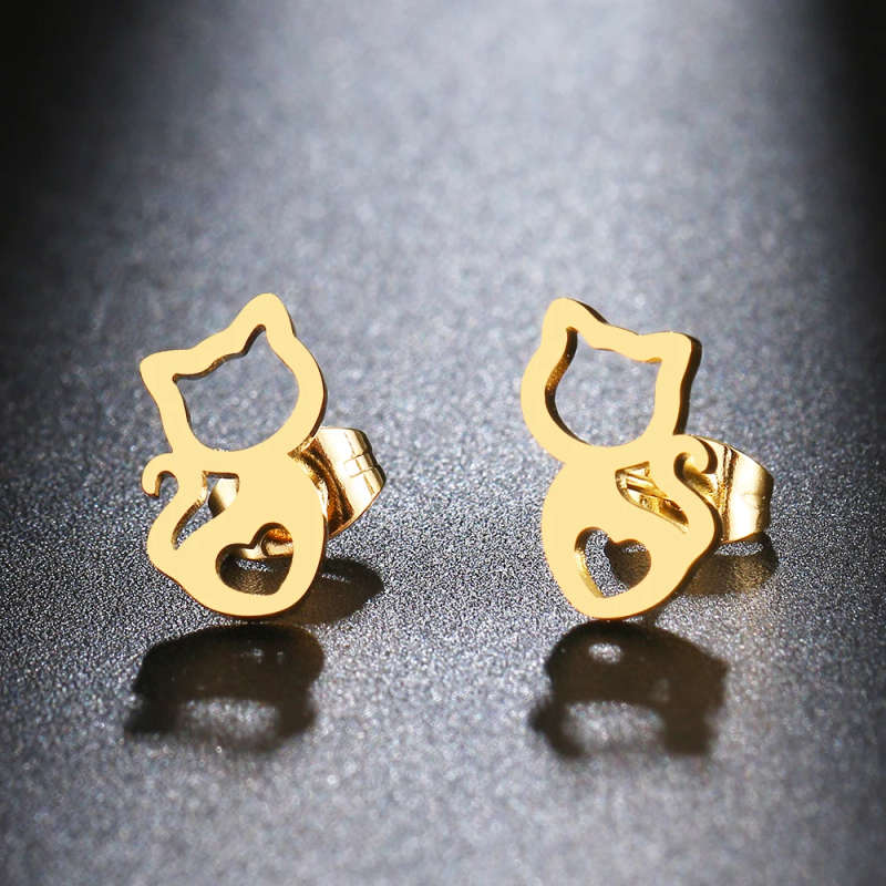 ** GENUINE STAINLESS STEEL ** Earring Ref 6 Cat - DO NOT FADE