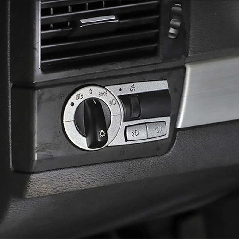 5Pcs Car Headlight Switch Trim Sticker Headlight Switch Button Cover for BMW- X3 2006-2010