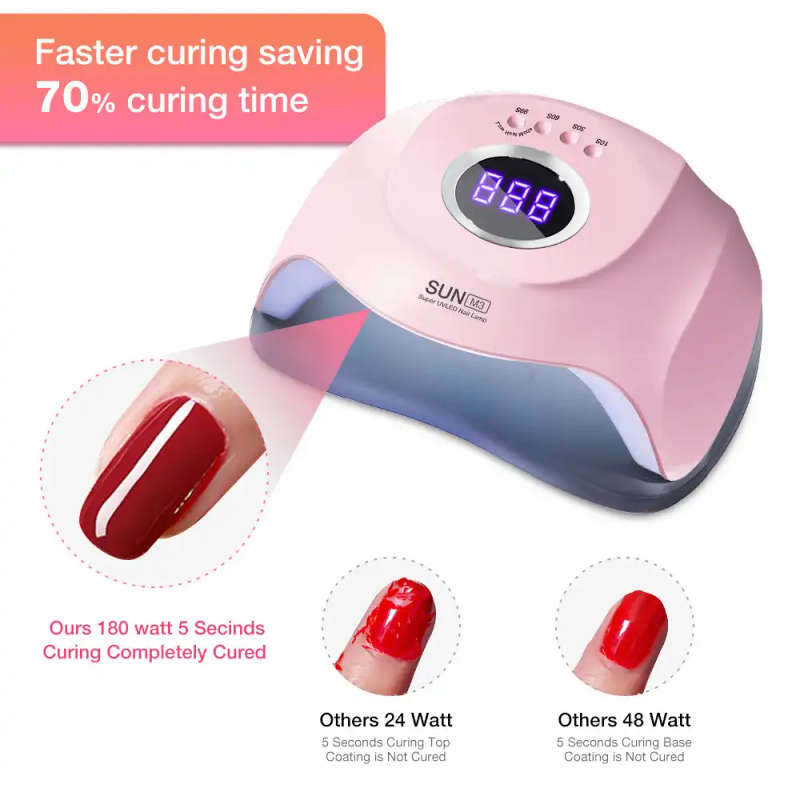 SUN M3-Nail Dryer, 180W UV Lamp with LCD Screen and 45 LEDs for Gel Polish Curing