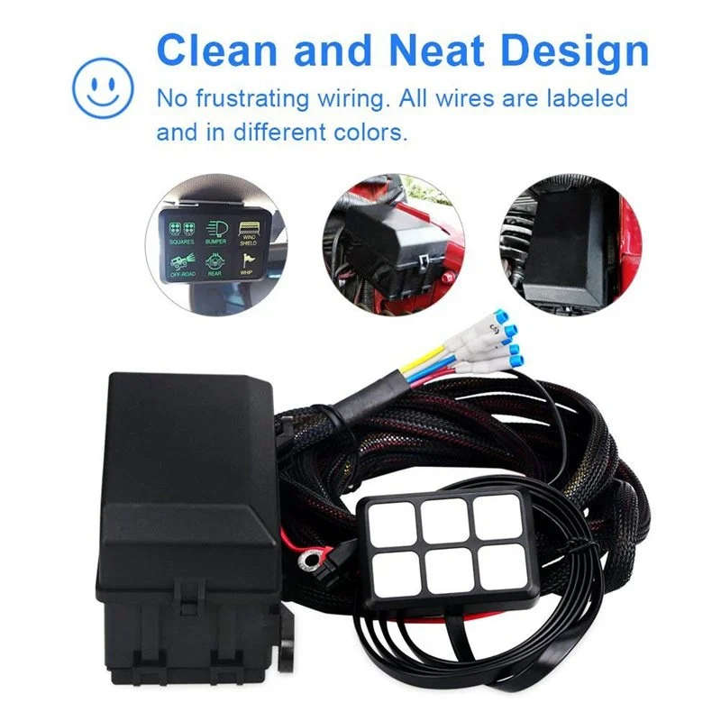 6 Gang Switch Panel Electronic Relay System Circuit Control Box Waterproof Fuse Relay Box