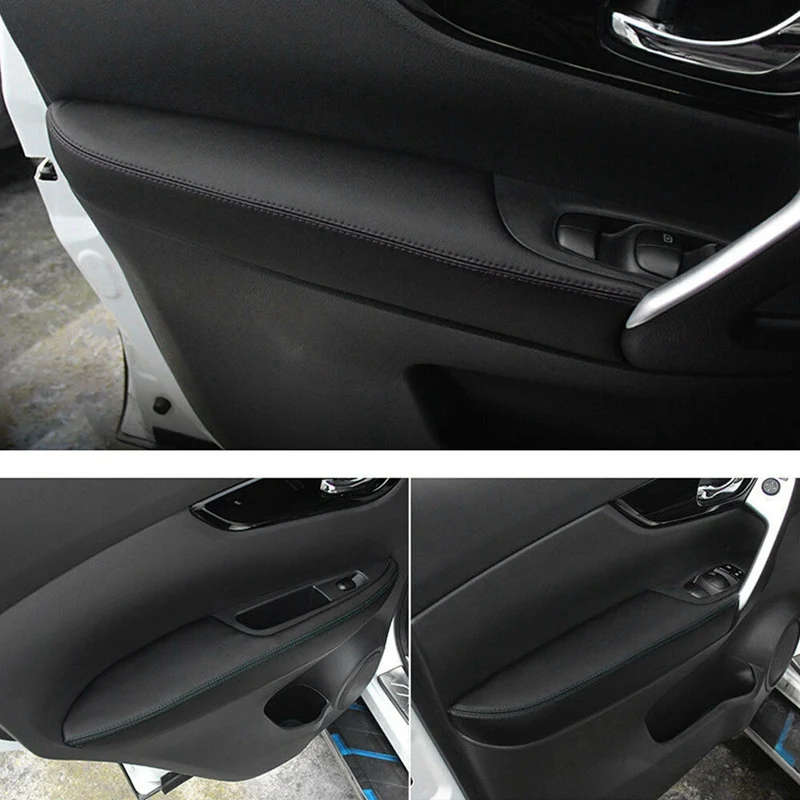 PU Leather Interior Door Armrest Panel Cover Trim for Nissan Qashqai J11 2016 2017 2018