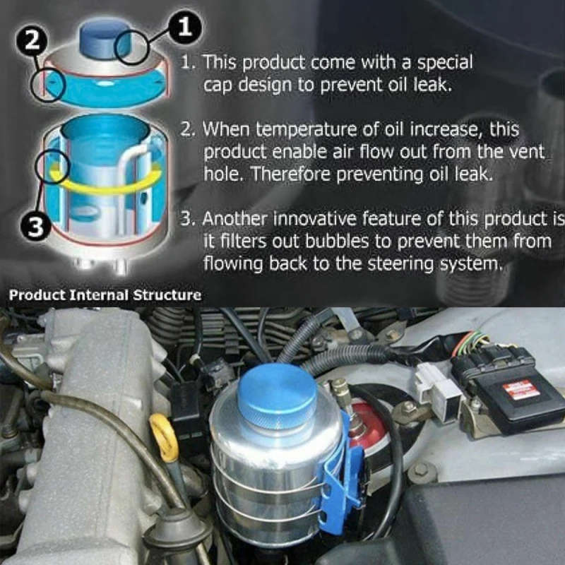 Universal 0.5L Car Oil Catch Compact Baffled Can Waste Oil Recovery Tank Cooling Oil Can