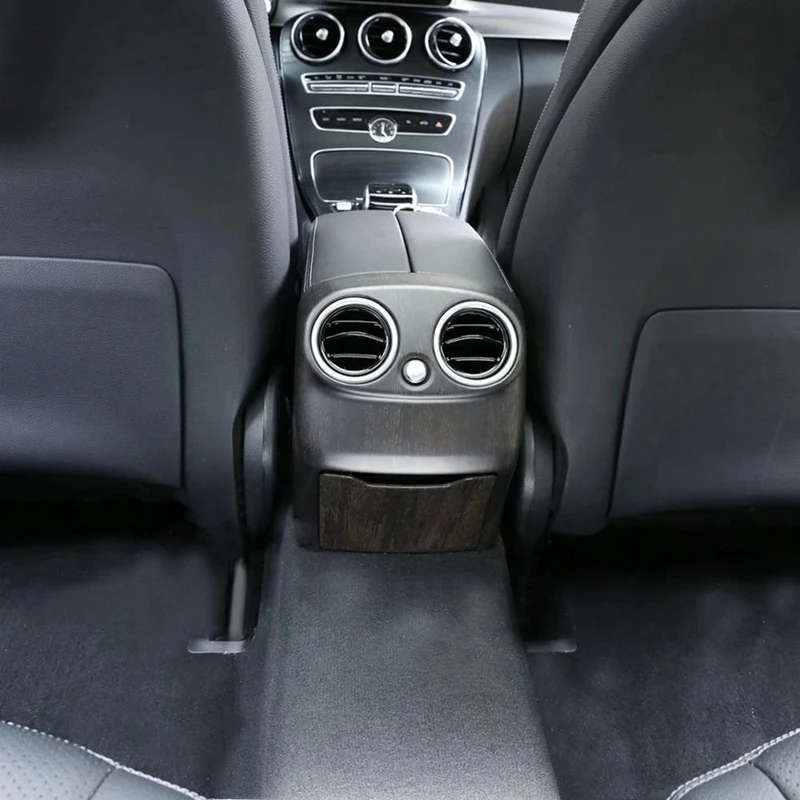 Oak Wood Car Rear Air Conditioning Vent Cover Armrest Box Kick Guard for Mercedes Benz C Class W205