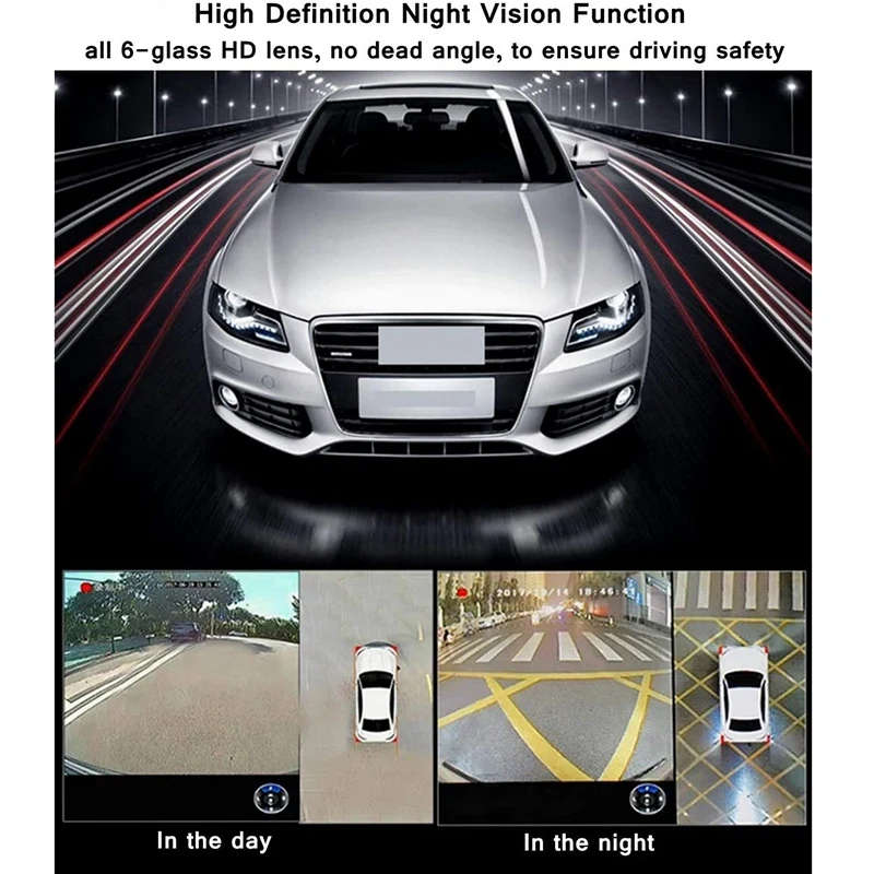 360 Degree Bird View System Waterproof Seamless 4 Camera Car DVR All Round View Camera System