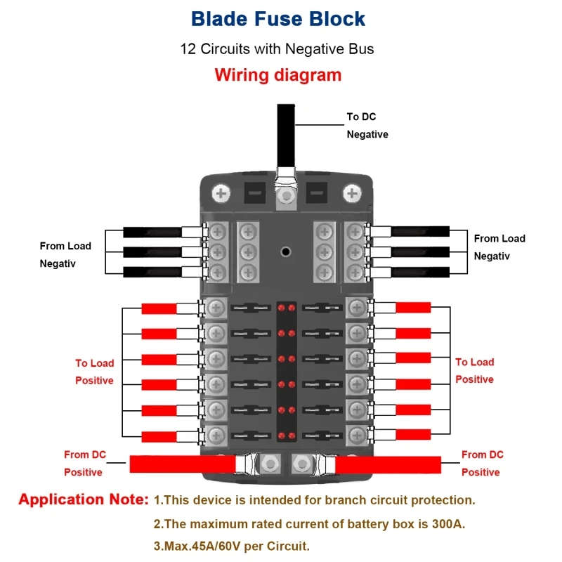Car High Current Independent Positive and Negative 12-way/ 6-way LED Indicator Plug Fuse Box